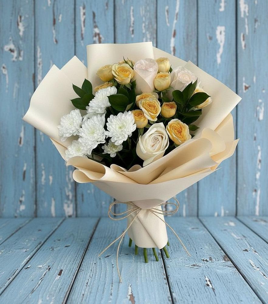 Букет цветов из: Розы и Хризантемы в Мандрово