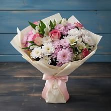 Букет цветов из:  Хризантемы, Альстромерии и Розы в Мандрово