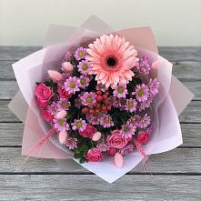 Букет цветов из:  Розы, Герберы и Хризантемы в Мандрово