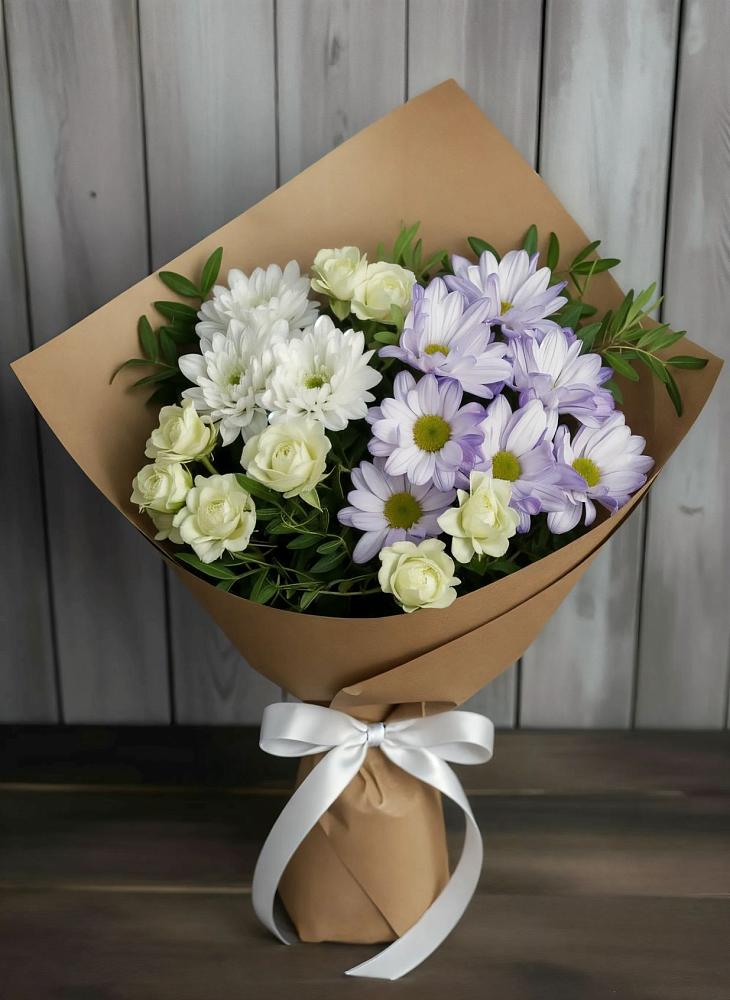 Букет цветов из: Хризантемы и Розы в Мандрово